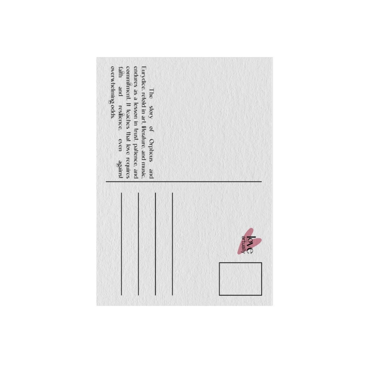 Sustainable Postcard Detail Orpheus Eurydike Recycled Paper