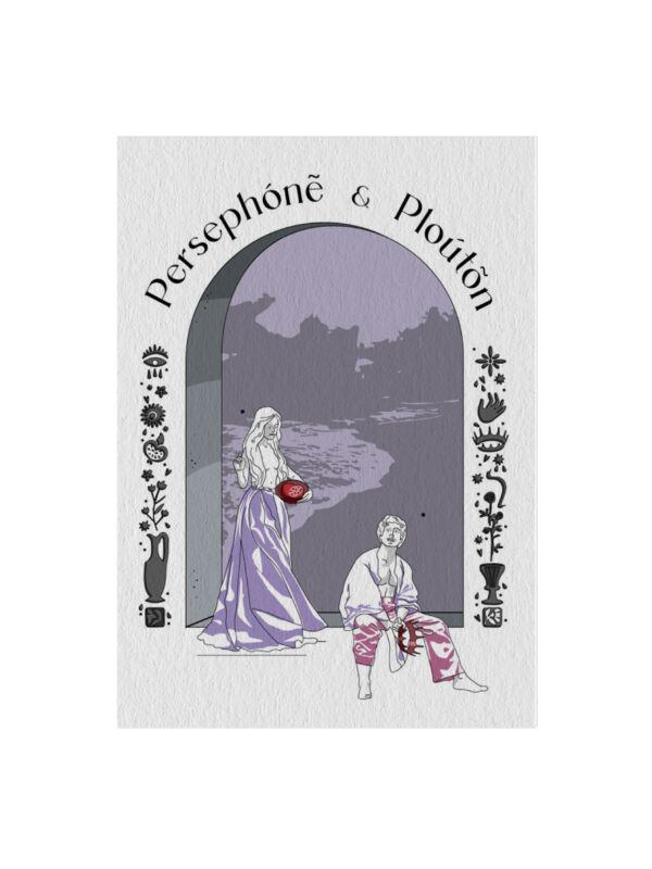 Pluton-Persephone-Front Pluton and Persephone Card Postal Modern Mythology Purple Love Artually