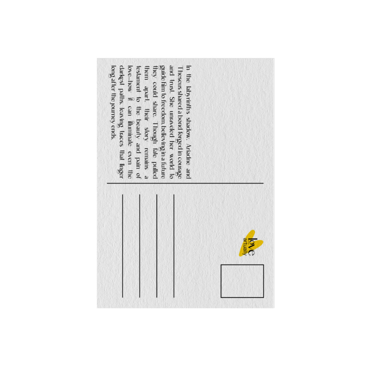 Back side Card Postal Theseus Ariadne Message Space