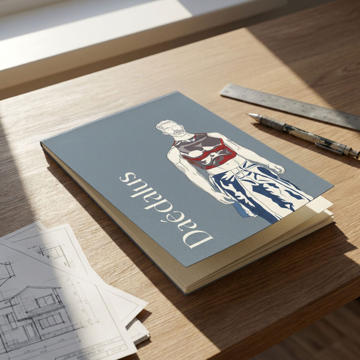 Sketchbook Daedalus lifestyle shot with drawing tools and plants