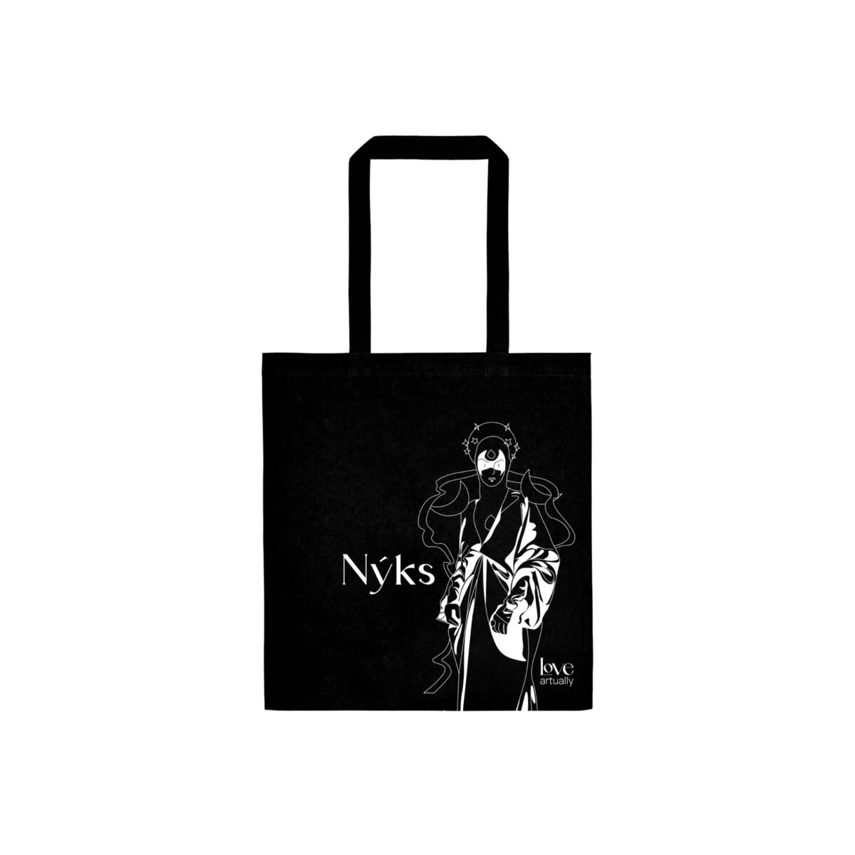 Nyx-Black-Tote-Main Black Tote Bag Nyx Goddess of Night Modern Mythology Love Artually