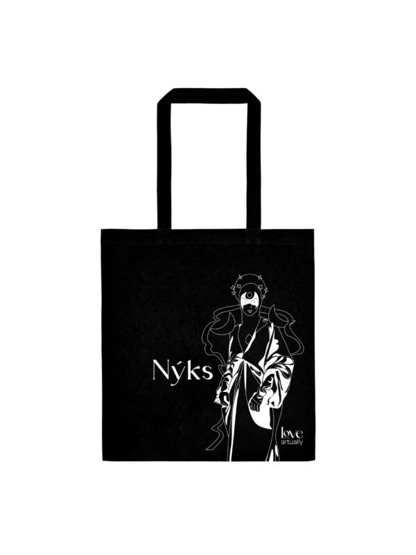 Black Tote Bag Nyx Goddess of Night Modern Mythology Love Artually
