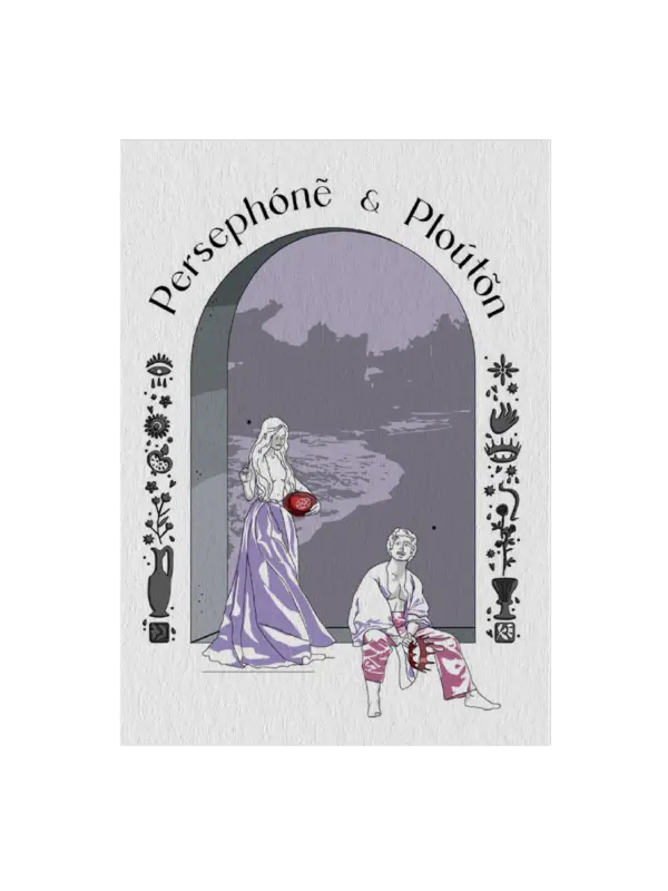 Pluton and Persephone Card Postal Modern Mythology Purple Love Artually