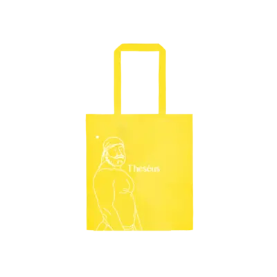 Theseus-Ariadne-Yellow-Tote-Main Yellow Tote Bag Theseus and Ariadne Labyrinth Gold Love Artually