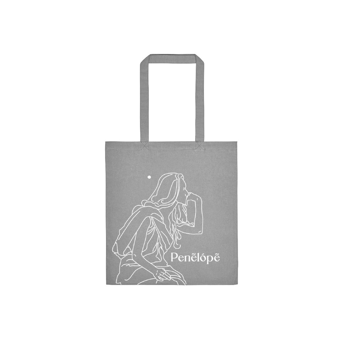 Grey-Tote-Eco-Packaging Grey Tote Bag Odysseus and Penelope folded with eco-friendly label