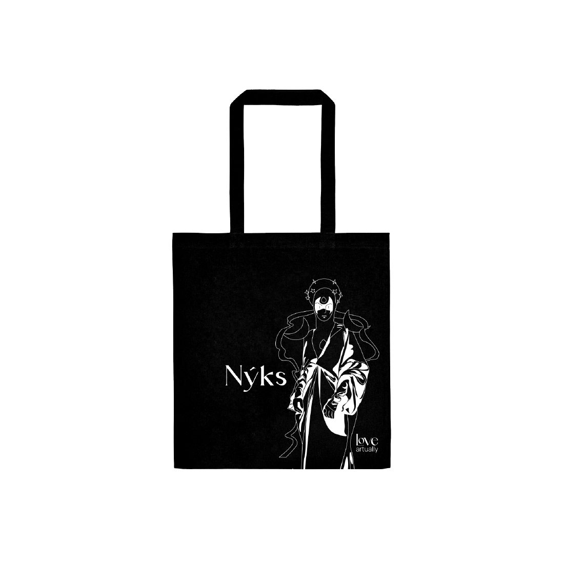 Black Tote Bag Nyx Goddess of Night Modern Mythology Love Artually