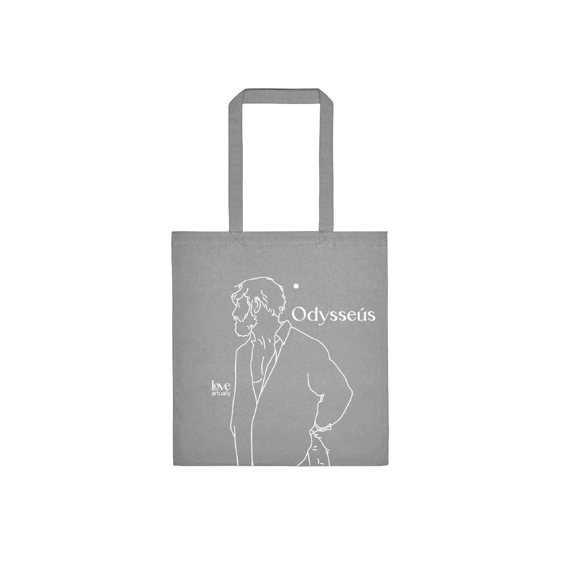 Odysseus-Penelope-Grey-Tote-Main Grey Tote Bag Odysseus and Penelope Modern Mythology Love Artually