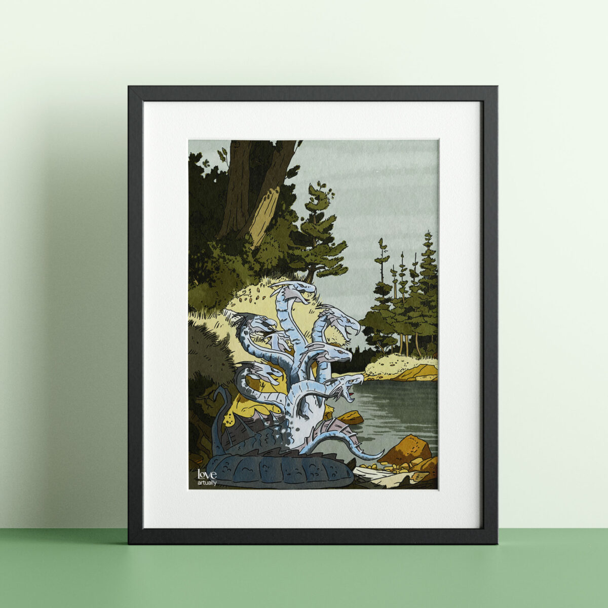 Modern Myths Hydra Art Print close up monster design