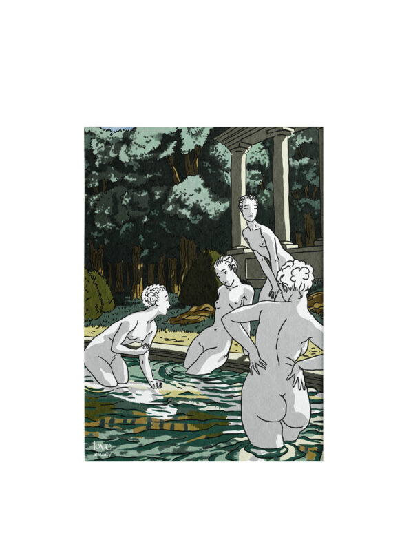 Sappho Bath Scene Art Print Modern Mythology Inclusion Love Artually A5