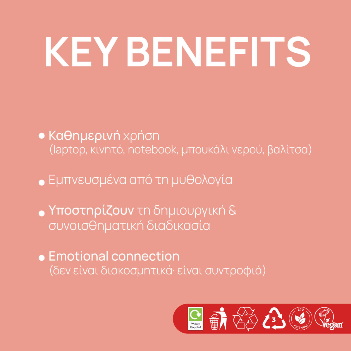 Key benefits info for Helen and Paris eco recycled plastic stickers