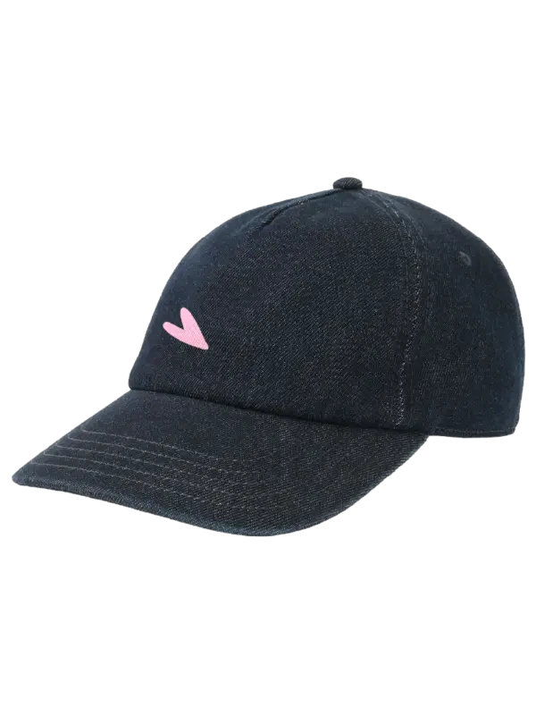 Love Artually Denim Cap with minimal line art embroidery front view