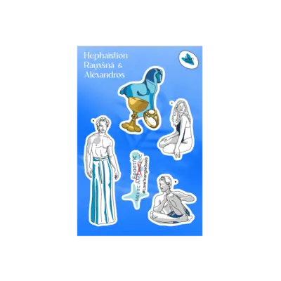 Alexander-Trio-Sticker-Group-Main Sticker Group Hephaistion Rauxsana and Alexandros Mythic Art Love Artually