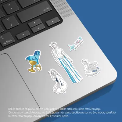 Alexander-Stickers-Laptop-Lifestyle Lifestyle shot stickers Alexander the Great and Roxana on a laptop