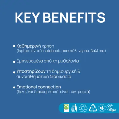 Alexander-Stickers-Eco-Benefits Key benefits infographic for Hephaistion Rauxsana and Alexandros stickers