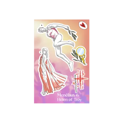 Helen-Menelaus-Sticker-Group-Main Sticker Group Helen of Troy and Menelaus Mythic Art Love Artually Eco Friendly